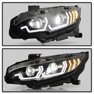 Honda Civic Headlights - SPYDER - High-Power LED Module - Black - `16-`20