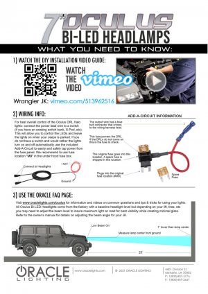 Jeep Wrangler JK Headlight Assembly - ORACLE Lighting - Oculus Bi-LED Projector, 6000K - `07-`18