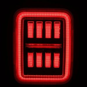 Jeep Gladiator Tail Lights - AlphaRex - NOVA-Series Prismatic LED - Black-Red - `19-`24