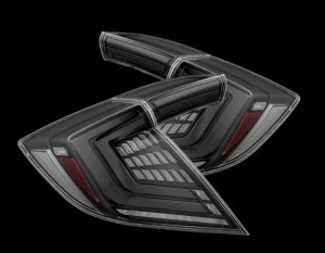Honda Civic Tail Lights (2) - Rear - AlphaRex - Nova-Series LED - Alpha Black - `16-`21