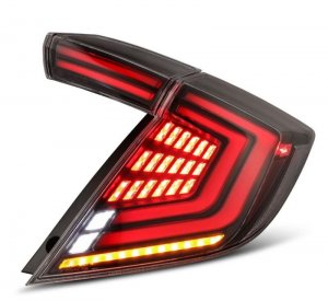 Honda Civic Tail Lights (2) - Rear - AlphaRex - Nova-Series LED - Alpha Black - `16-`21