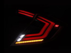 Honda Civic Tail Lights (2) - Rear - AlphaRex - Nova-Series LED - Alpha Black - `16-`21