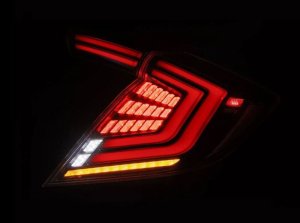 Honda Civic Tail Lights (2) - Rear - AlphaRex - Nova-Series LED - Alpha Black - `16-`21