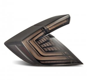 Honda Civic Tail Lights - Rear - AlphaRex - Nova-Series Prismatic LED - Black Smoke - `16-`21