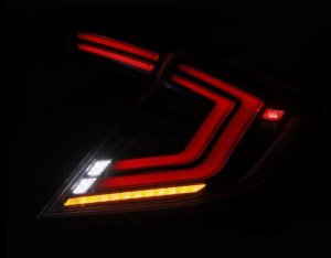 Honda Civic Tail Lights - Rear - AlphaRex - NOVA-Series LED - Black - `16-`21