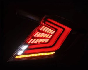 Honda Civic Tail Lights - Rear - AlphaRex - NOVA-Series LED - Black - `16-`21