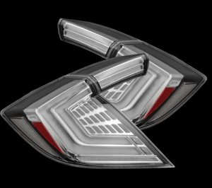 Honda Civic Tail Lights - Rear - AlphaRex - NOVA-Series LED - Clear - `16-`21