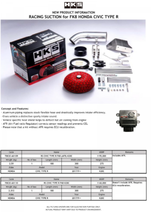 Honda Civic Performance Air Intake - HKS - Racing Suction - K20C