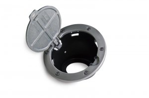 Jeep Wrangler JK Fuel Door - AMP Research - Brushed Aluminum - `07-`18