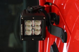 Jeep Gladiator Light Mounts - Windshield Cowl - Go Rhino - Single 3x3 LED Cube - Textured Black - `18-`20