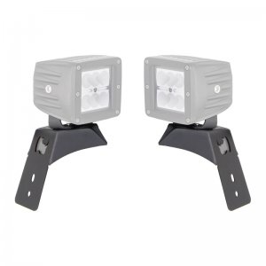 Jeep Gladiator Light Mount - Hood Latch - Go Rhino - Single 3x3 LED Cube Light - Textured Black - `18-`20