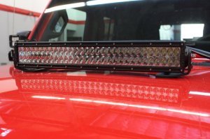 Jeep Gladiator Light Mounts - Center Hood - Go Rhino - 20in Double Row - Textured Black - `18-`20