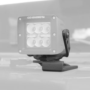 Jeep Gladiator Light Mounts - Center Hood - Go Rhino - Single Cube 3in x 3in - Textured Black - `18-`20