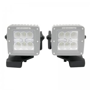 Jeep Gladiator Light Mounts - Center Hood - Go Rhino - Single Cube 3in x 3in - Textured Black - `18-`20