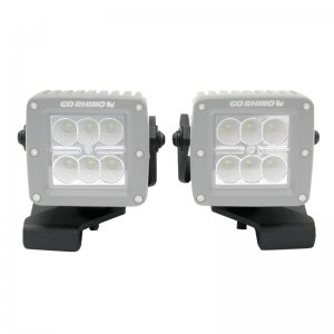 Jeep Gladiator Light Mounts - Center Hood - Go Rhino - Single Cube 3in x 3in - Textured Black - `18-`20