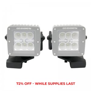 Jeep Gladiator Light Mounts - Center Hood - Go Rhino - Single Cube 3in x 3in - Textured Black - `18-`20