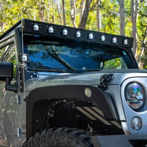 Jeep Wrangler JK Light Mounts - Windshield - Go Rhino - Textured Black - `07-`18