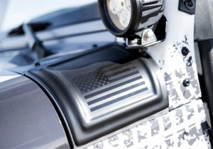 Jeep Wrangler JK Cowl Cover with American Flag - Rampage - Black - `07-`18