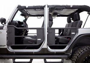 Jeep Wrangler JK Tube Doors with Netting - Rear - Rampage - Trail Doors - Black - `07-`18