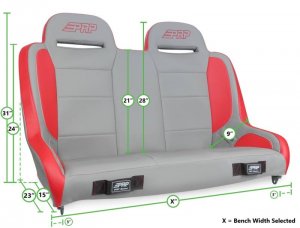 Jeep Wrangler JK Elite Series Rear Bench - Rear - PRP Seats - Elite Series - Red - `07-`18