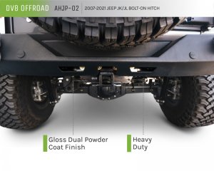 Jeep Wrangler JL Bolt-On Hitch - DV8 Offroad - Gloss Black - `07-`21