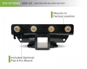 Jeep Wrangler JL Bolt-On Hitch - DV8 Offroad - Gloss Black - `07-`21