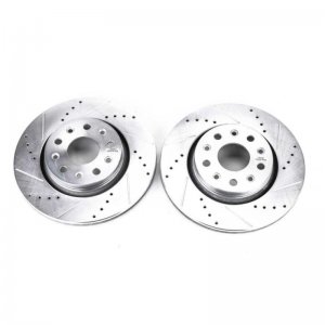 Jeep Gladiator Brake Rotors (2) - Front - PowerStop - Evolution Drilled & Slotted - Silver Zinc - 2020
