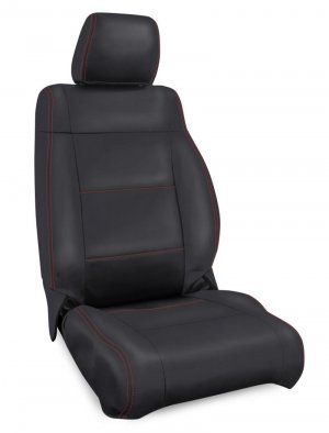 Jeep Wrangler JK Seat Covers - Front - PRP Seats - Black with Red Stitching - `07-`10