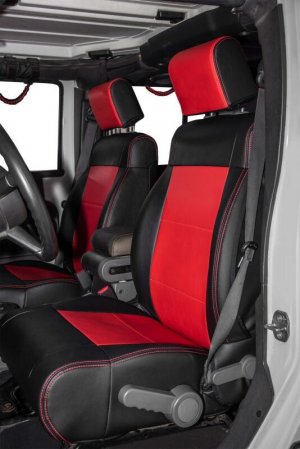 Jeep Wrangler JK Seat Covers - Front - PRP Seats - Black/Red - `07-`10