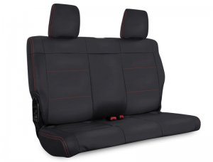 Jeep Wrangler JK Rear Seat Covers - Rear - PRP Seats - Black with Red Stitching - `08-`10