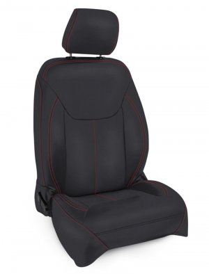 Jeep Wrangler JK Seat Covers - Front - PRP Seats - Black with Red Stitching - `13-`18