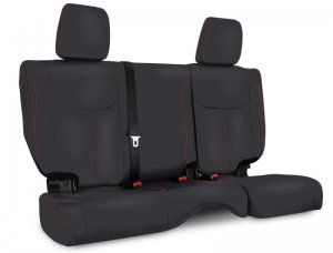 Jeep Wrangler JK Rear Seat Covers - Rear - PRP Seats - Black with Red Stitching - `13-`18