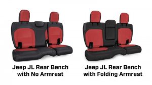 Jeep Wrangler JL Seat Covers - Rear - PRP Seats - Cloth Interior - Black/Red - `18-`24