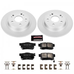 Honda Civic Brake Kit - Rear - PowerStop - Genuine Geomet Coated Rotors + Z17 Low-Dust Ceramic Pads - 2015