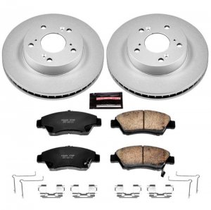 Honda Civic Brake Kit - Front - PowerStop - Genuine Geomet Coated Rotors + Z17 Low-Dust Ceramic Pads - `12-`15