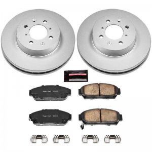 Honda Civic Brake Kit - Front - PowerStop - Geomet Coated Rotors + Z17 Low-Dust Ceramic Pads - `93-`95