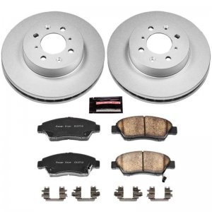 Honda Civic Brake Kit - Front - PowerStop - Genuine Geomet Coated Rotors + Z17 Ceramic Pads - `93-`95