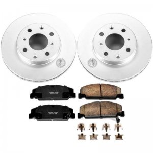 Honda Civic Brake Kit - Front - PowerStop - Genuine Geomet Coated Rotors + Z17 Ceramic Pads - `90-`00