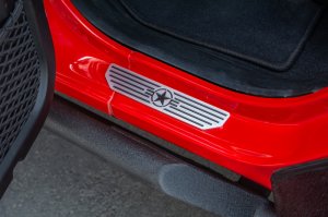 Jeep Gladiator Sill Plates - Front - DV8 Offroad - Since 1942 Logo - Black - 2020+