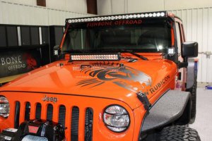 Jeep Wrangler JK Hood Light Mount Brackets - Hood - Fishbone Offroad - Black - `07-`18