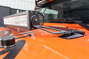 Jeep Wrangler JK Hood Light Mount Brackets - Hood - Fishbone Offroad - Black - `07-`18