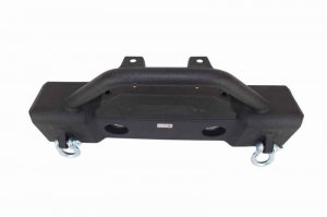 Jeep Wrangler JK Front Winch Bumper - Front - Fishbone Offroad - Stubby, W/Tube Guard - Black - `07-`18