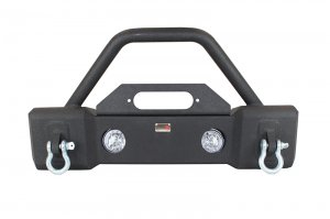 Jeep Wrangler JK Front Winch Bumper - Front - Fishbone Offroad - Stubby, W/Tube Guard - Black - `07-`18