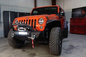 Jeep Wrangler JK Front Winch Bumper - Front - Fishbone Offroad - Stubby with Tube Guard - `07-`18