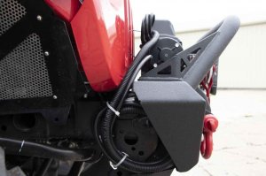 Jeep Gladiator Front Winch Bumper - Fishbone Offroad - Stubby, Raised Tube Winch Guard - Black Powdercoat - 2020+