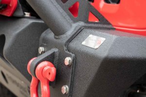 Jeep Gladiator Front Winch Bumper - Fishbone Offroad - Stubby, Raised Tube Winch Guard - Black Powdercoat - 2020+