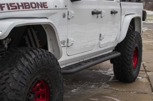 Jeep Gladiator Side Steps - Fishbone Offroad - Step Sliders - Black textured powder coat - 2020+