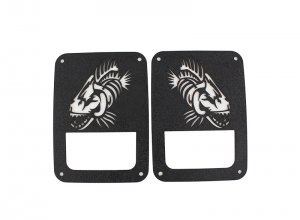 Jeep Wrangler JK Tail Light Cover - Rear - Fishbone Offroad - Black Textured Powdercoat - `07-`18