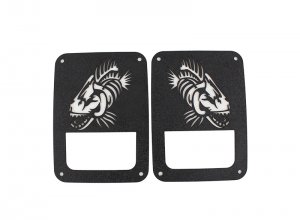 Jeep Wrangler JK Tail Light Cover - Rear - Fishbone Offroad - Black Textured Powdercoat - `07-`18