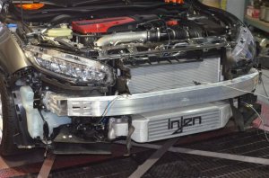 Honda Civic Front Mount Intercooler - Injen - Bar and Plate, Raw Finish - Silver - 2.0L Turbo - `17-`21